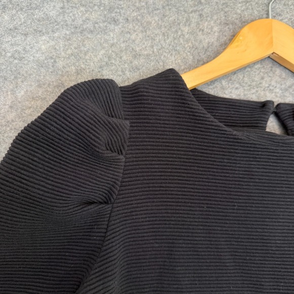 BURU Puff Sleeve Sweater Blouse Womens XS Ribbed Relaxed Cropped Designer USA - Picture 2 of 10